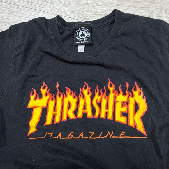 Thrasher Magazine Flame Logo T Shirt Black Men's Size M - Picture 3 of 6